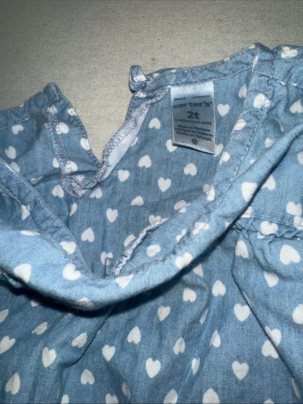 Kids Size 2T Carters Blue Heart Print Long Sleeve Top